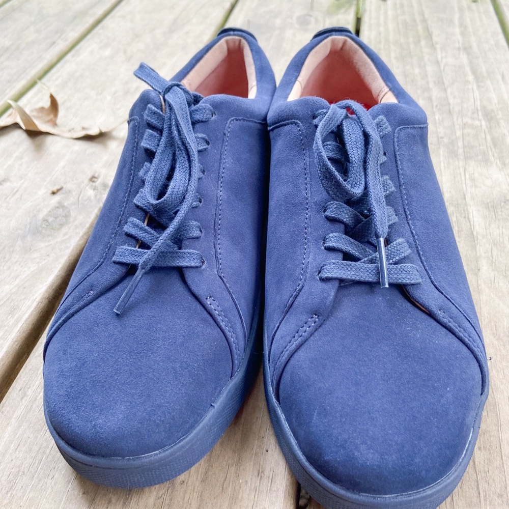 Fitflop Women’s Rally Suede Navy Comfort Sneakers Arch Support Comfortcore